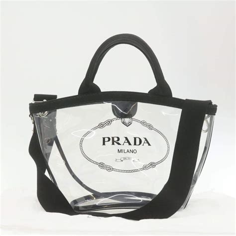 prada canapa tote black|prada clear tote bag.